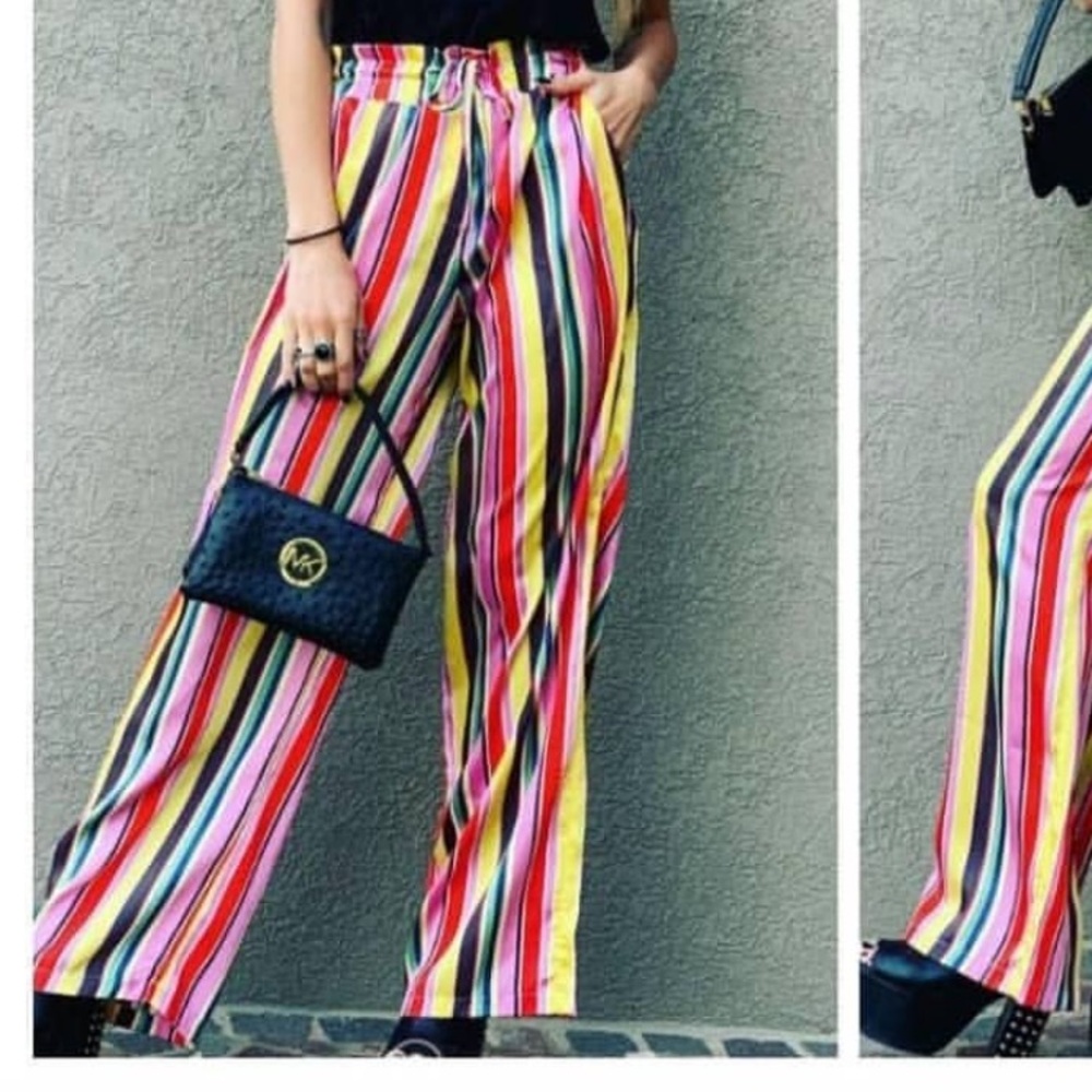 NWT 7th Avenue New York & Company Wide Leg Multicolor Stripe Palazzo Pant Size 8 - Picture 9 of 9